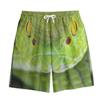 Green Pit Viper Print Cotton Shorts