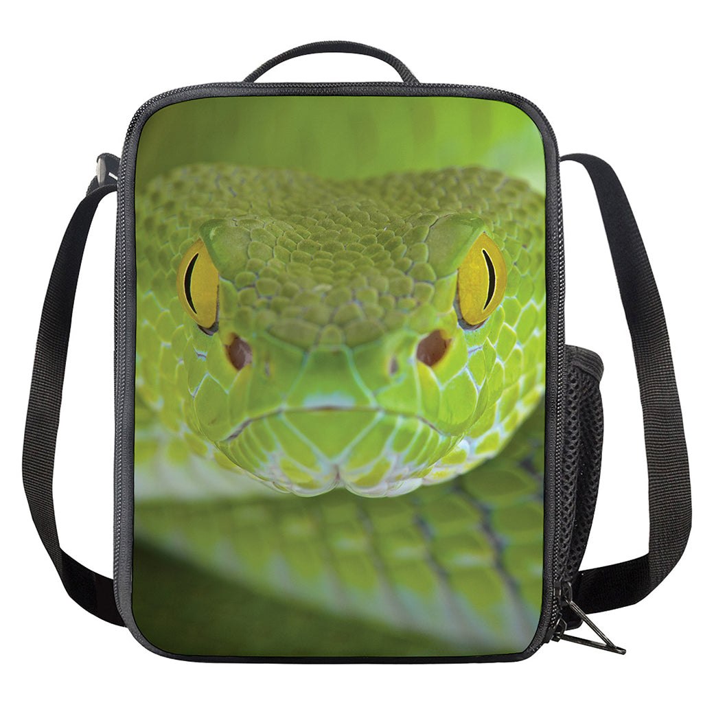 Green Pit Viper Print Crossbody Lunch Bag