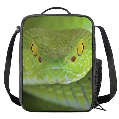 Green Pit Viper Print Crossbody Lunch Bag