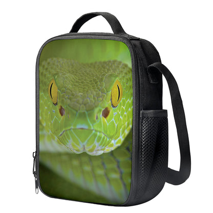 Green Pit Viper Print Crossbody Lunch Bag
