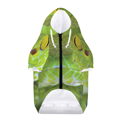 Green Pit Viper Print Dog Zip Up Hoodie