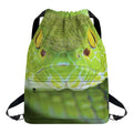 Green Pit Viper Print Drawstring Backpack