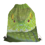 Green Pit Viper Print Drawstring Bag