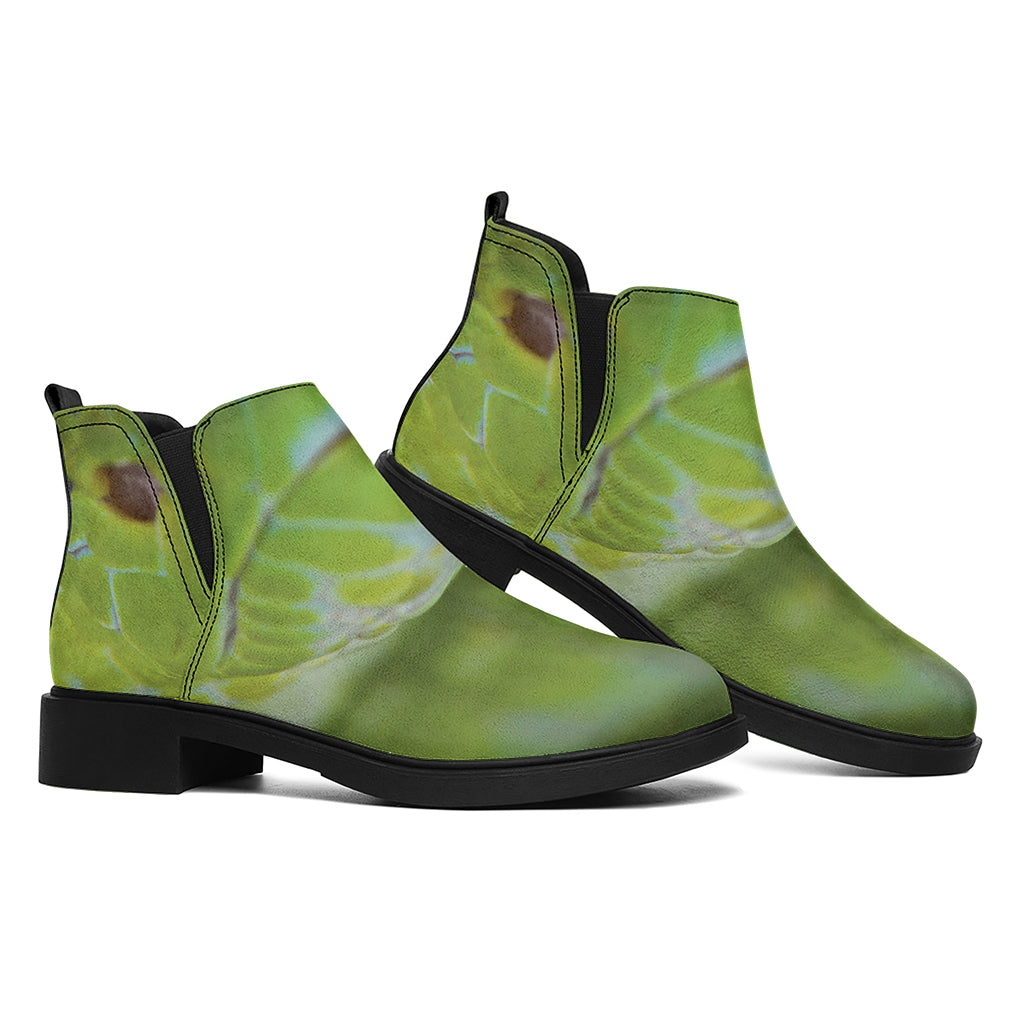 Green Pit Viper Print Flat Ankle Boots