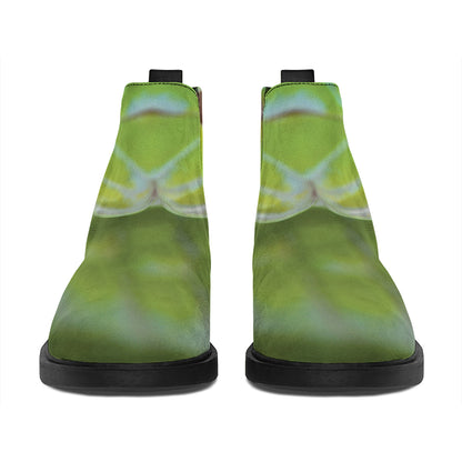 Green Pit Viper Print Flat Ankle Boots