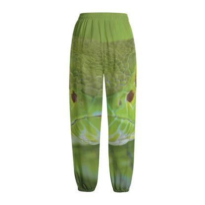 Green Pit Viper Print Fleece Lined Knit Pants