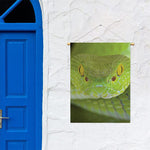 Green Pit Viper Print Garden Flag