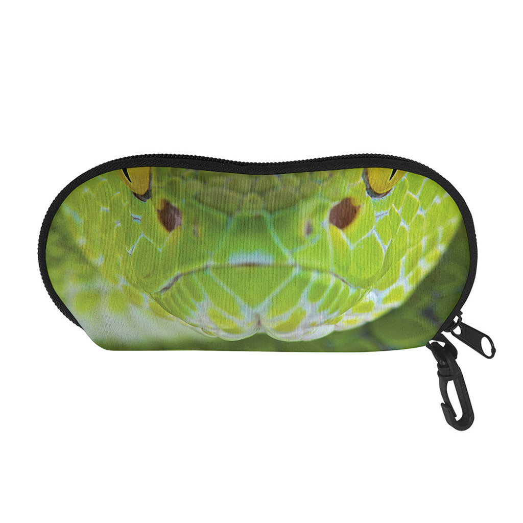 Green Pit Viper Print Glasses Case