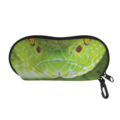 Green Pit Viper Print Glasses Case