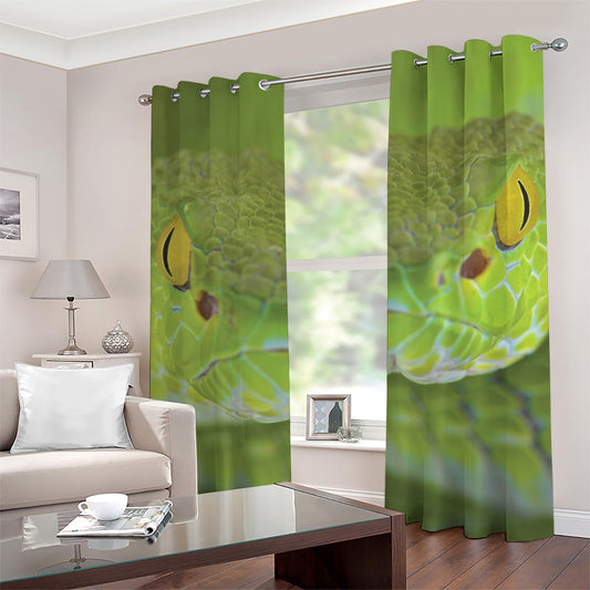 Green Pit Viper Print Grommet Curtains