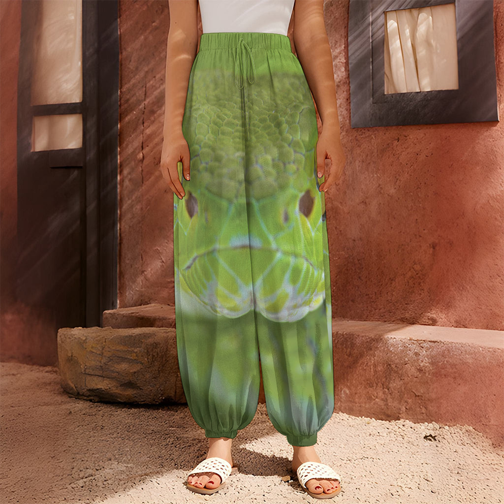 Green Pit Viper Print Harem Pants