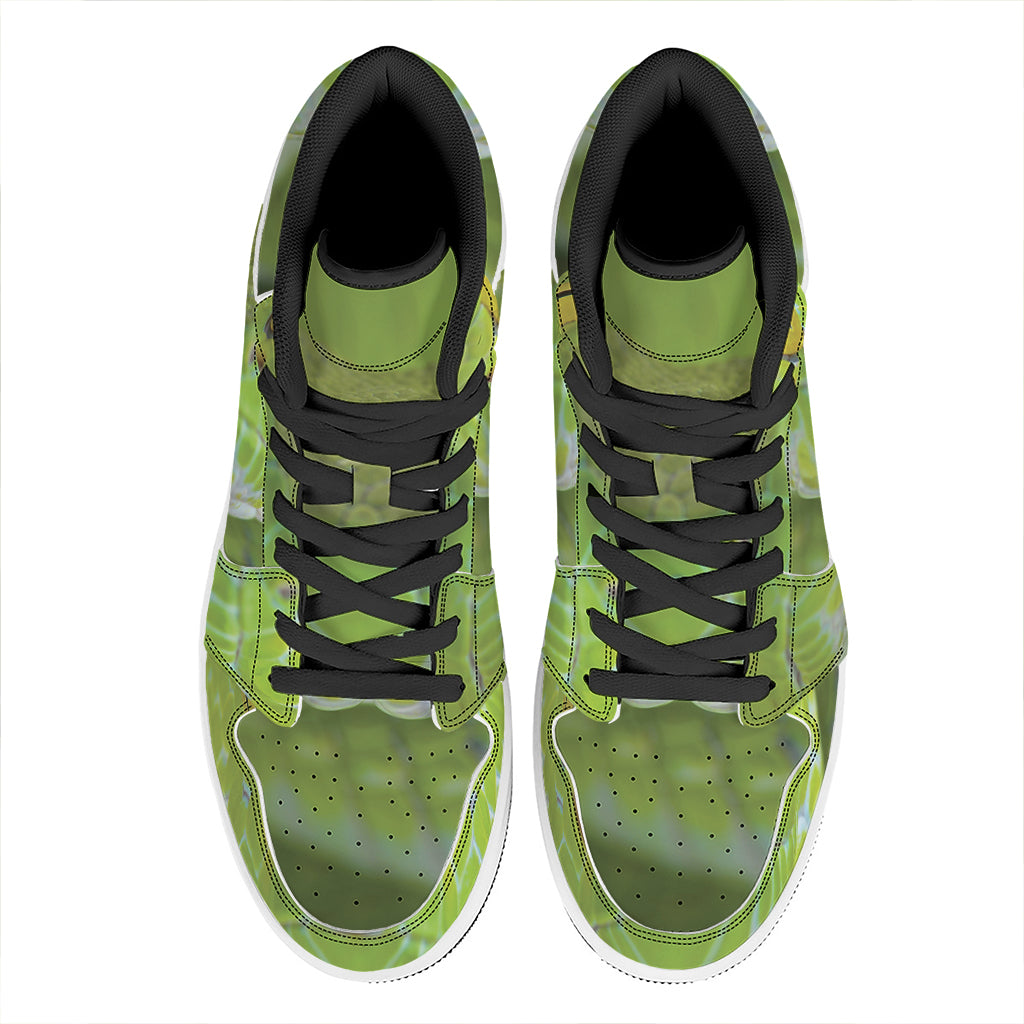 Green Pit Viper Print High Top Leather Sneakers
