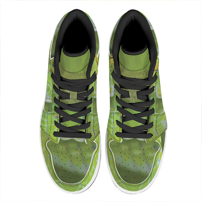 Green Pit Viper Print High Top Leather Sneakers