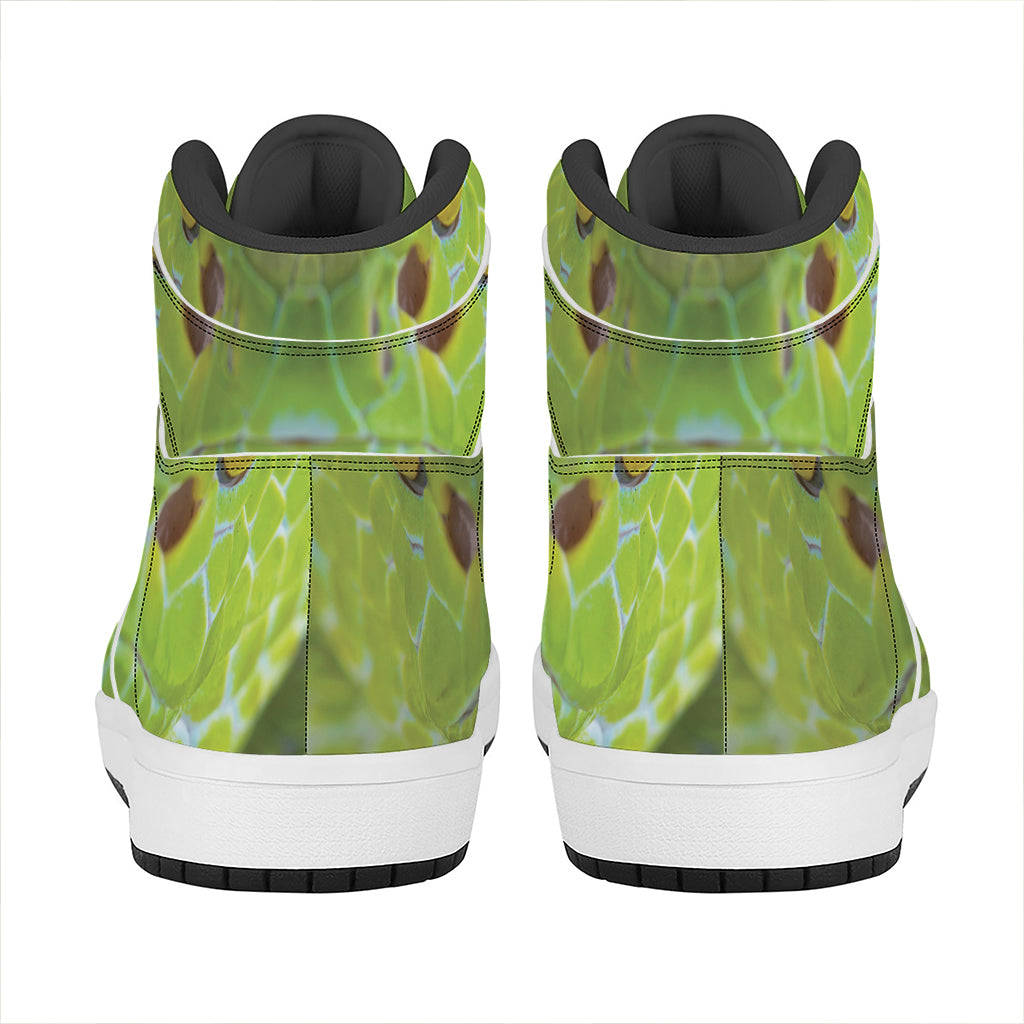 Green Pit Viper Print High Top Leather Sneakers