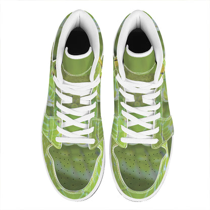 Green Pit Viper Print High Top Leather Sneakers