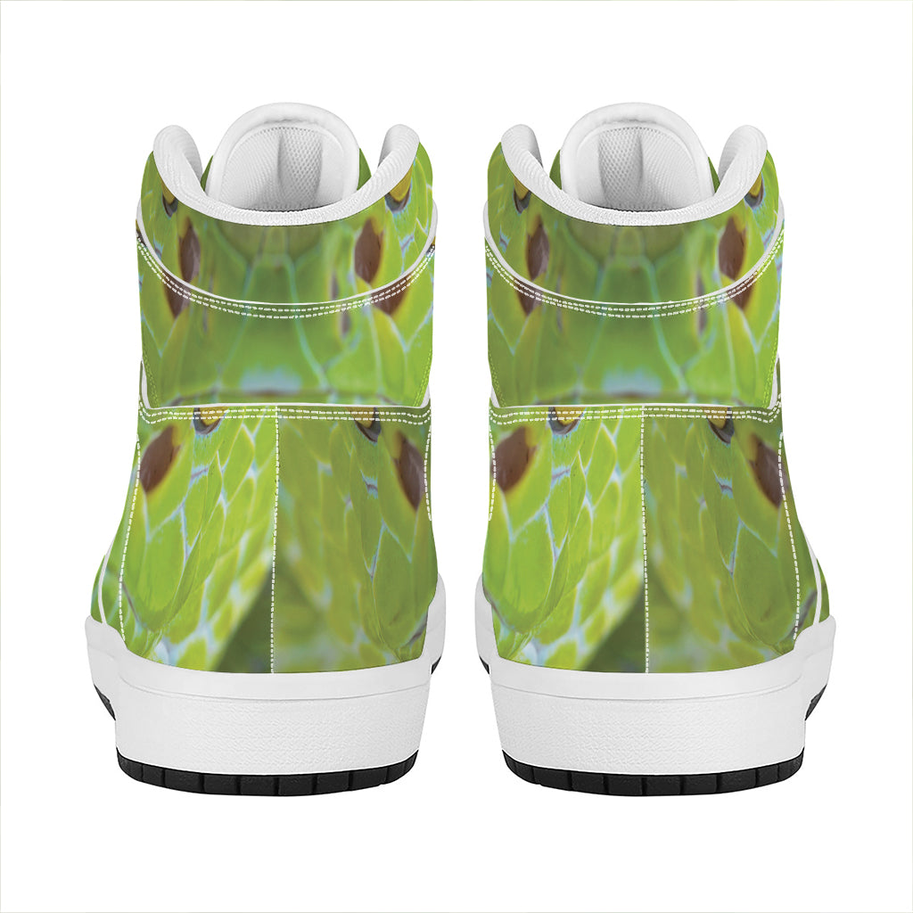 Green Pit Viper Print High Top Leather Sneakers