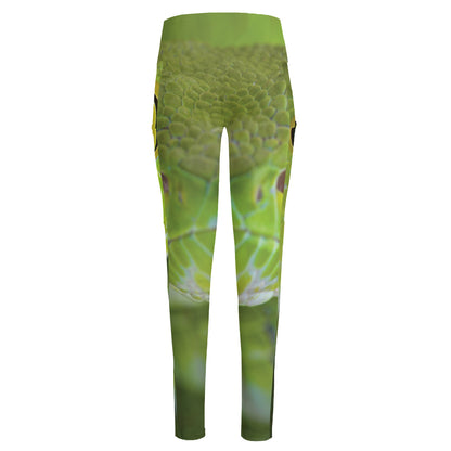 Green Pit Viper Print High-Waisted Pocket Leggings
