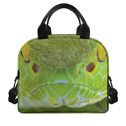 Green Pit Viper Print Insulated Lunch Bag