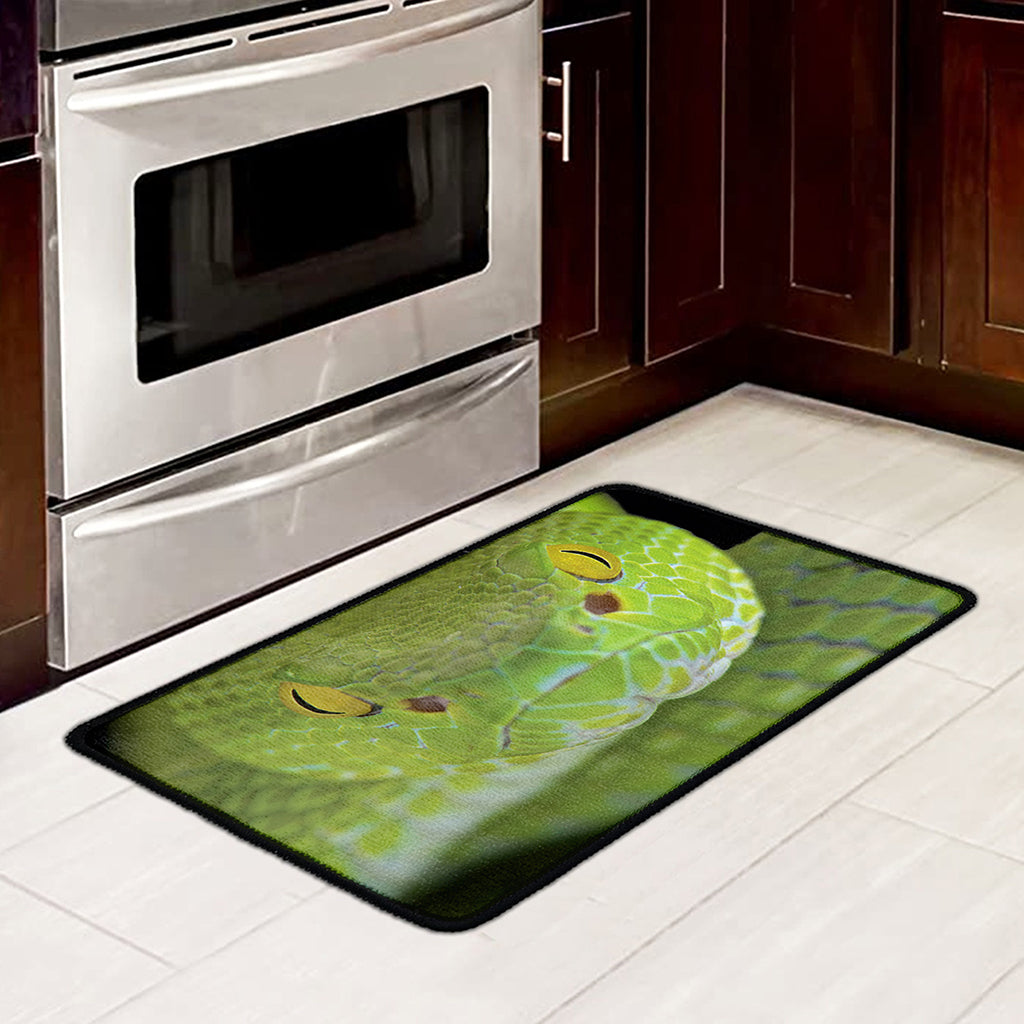Green Pit Viper Print Kitchen Mat