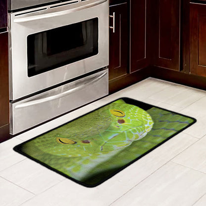 Green Pit Viper Print Kitchen Mat