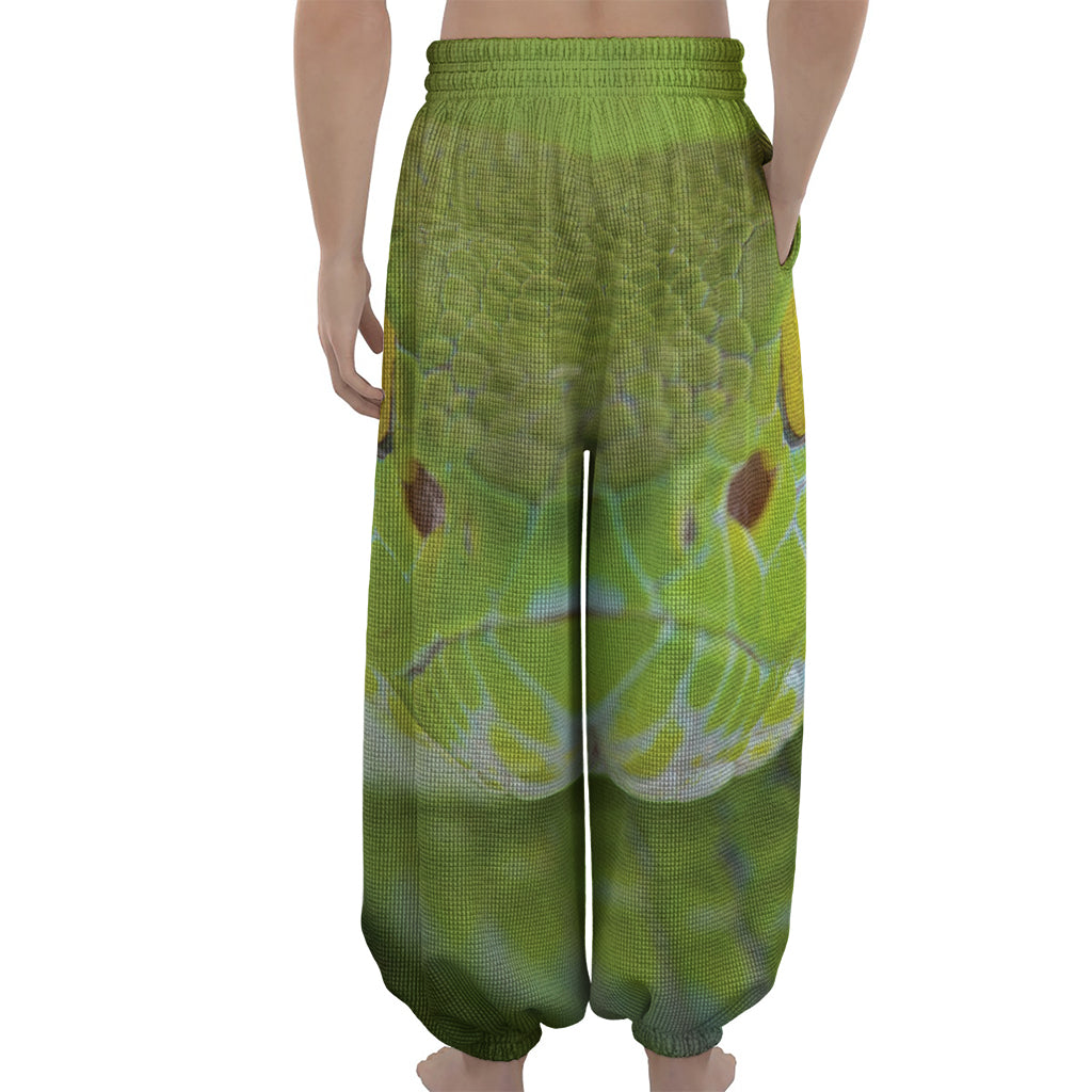 Green Pit Viper Print Lantern Pants