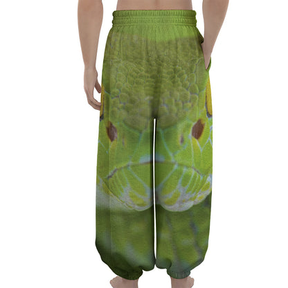 Green Pit Viper Print Lantern Pants