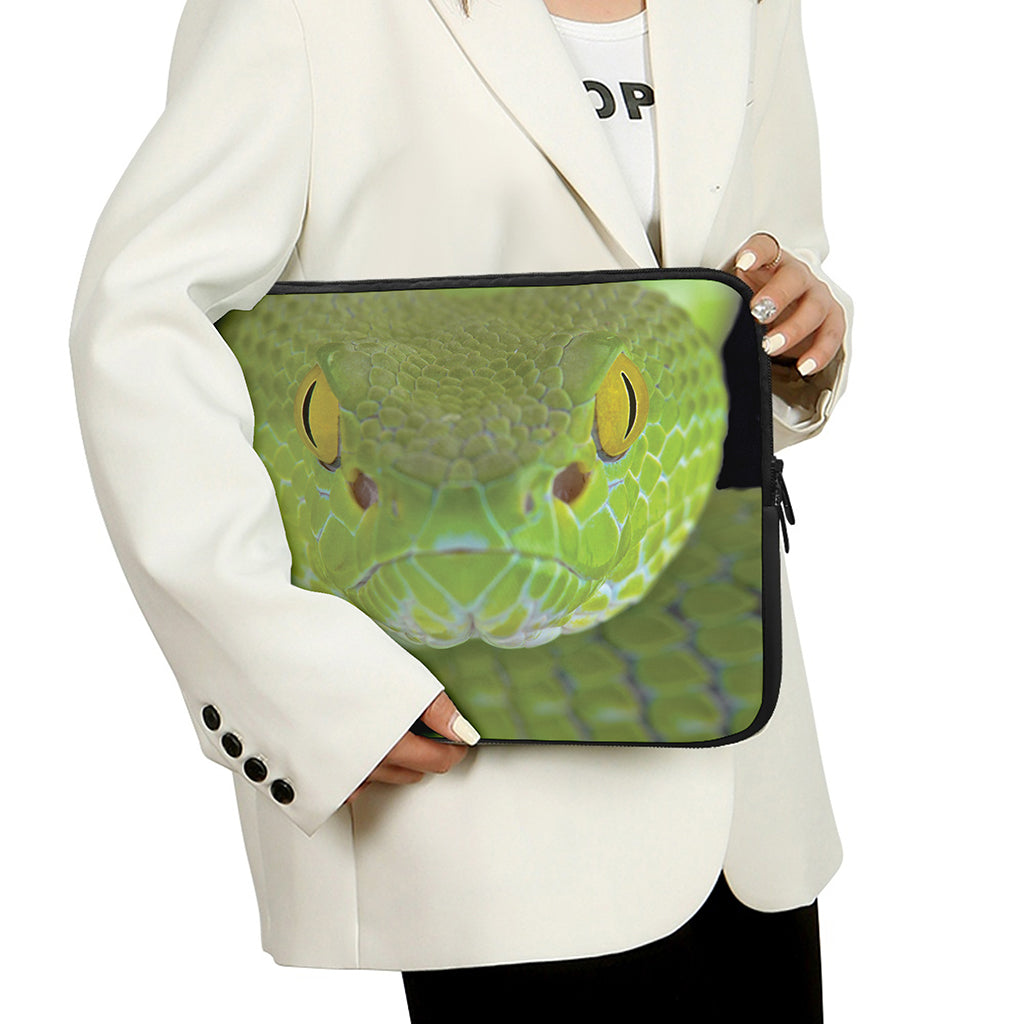 Green Pit Viper Print Laptop Sleeve