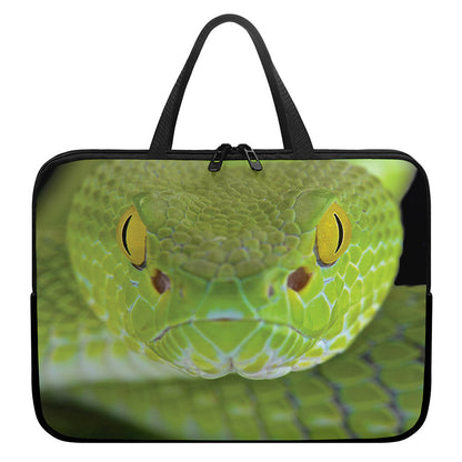 Green Pit Viper Print Laptop Sleeve With Handle
