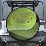 Green Pit Viper Print Leather Spare Tire Cover