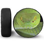 Green Pit Viper Print Leather Spare Tire Cover