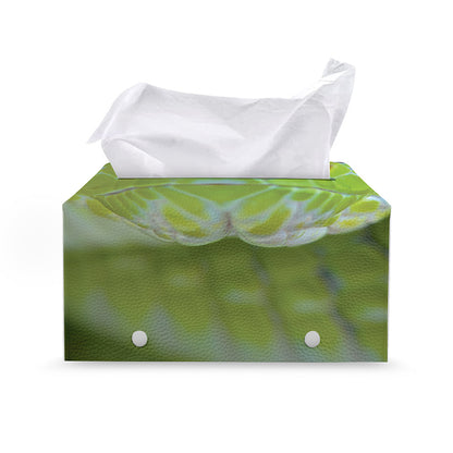 Green Pit Viper Print Leather Tissue Box Cover