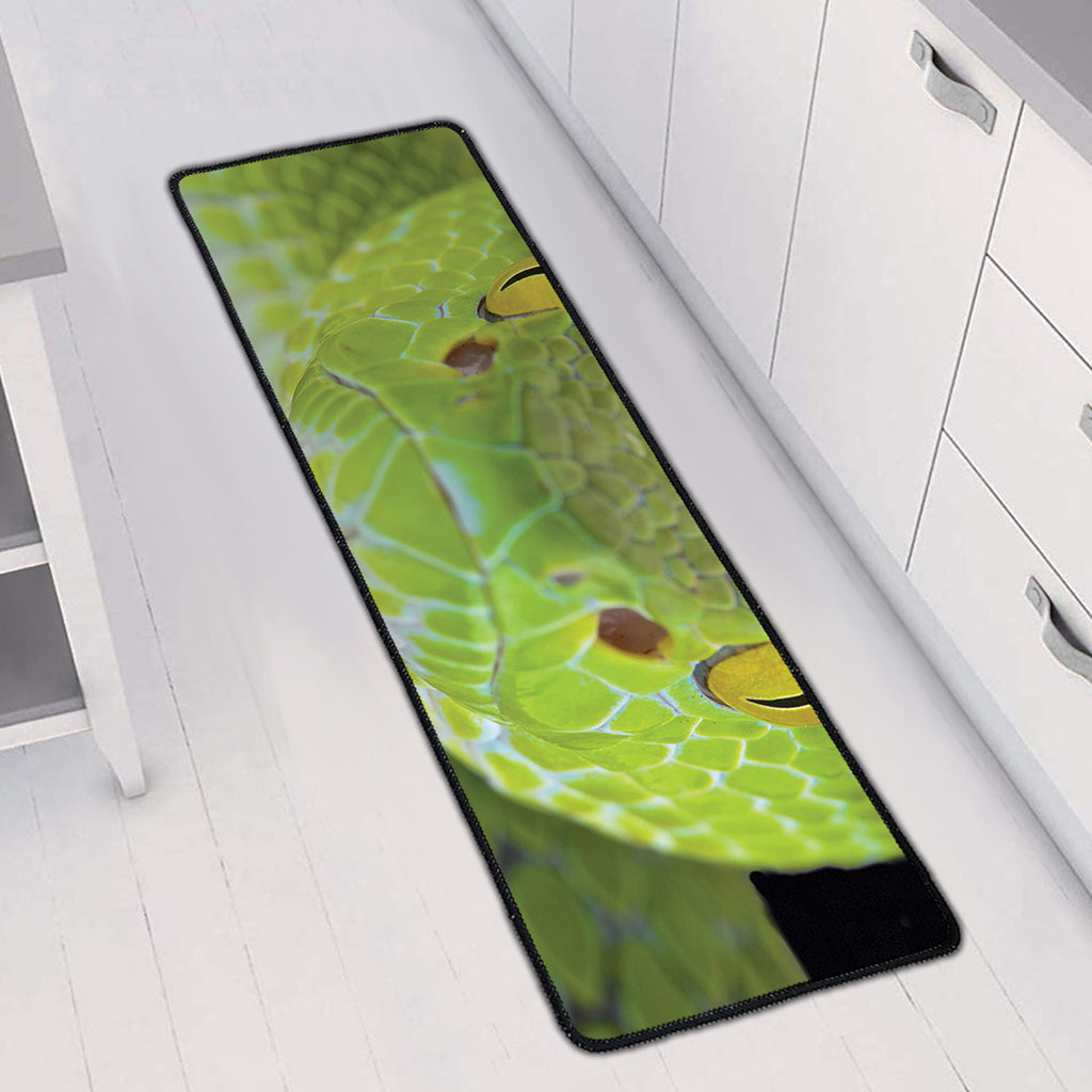 Green Pit Viper Print Long Kitchen Mat