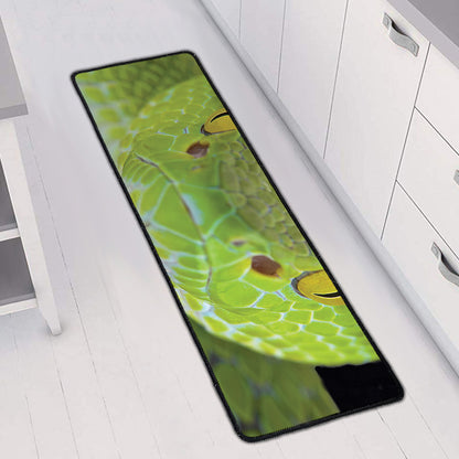 Green Pit Viper Print Long Kitchen Mat