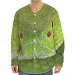 Green Pit Viper Print Long Sleeve Baseball Jersey