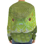Green Pit Viper Print Long Sleeve Baseball Jersey