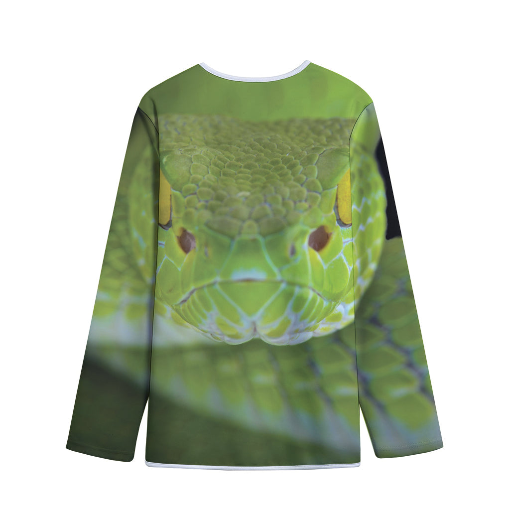 Green Pit Viper Print Long Sleeve Short Coat