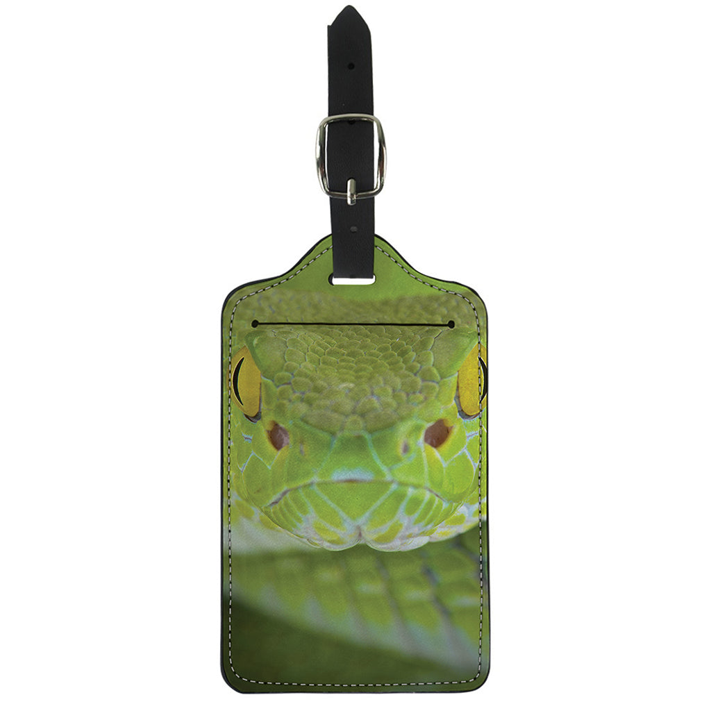 Green Pit Viper Print Luggage Tag