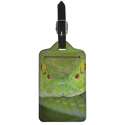 Green Pit Viper Print Luggage Tag