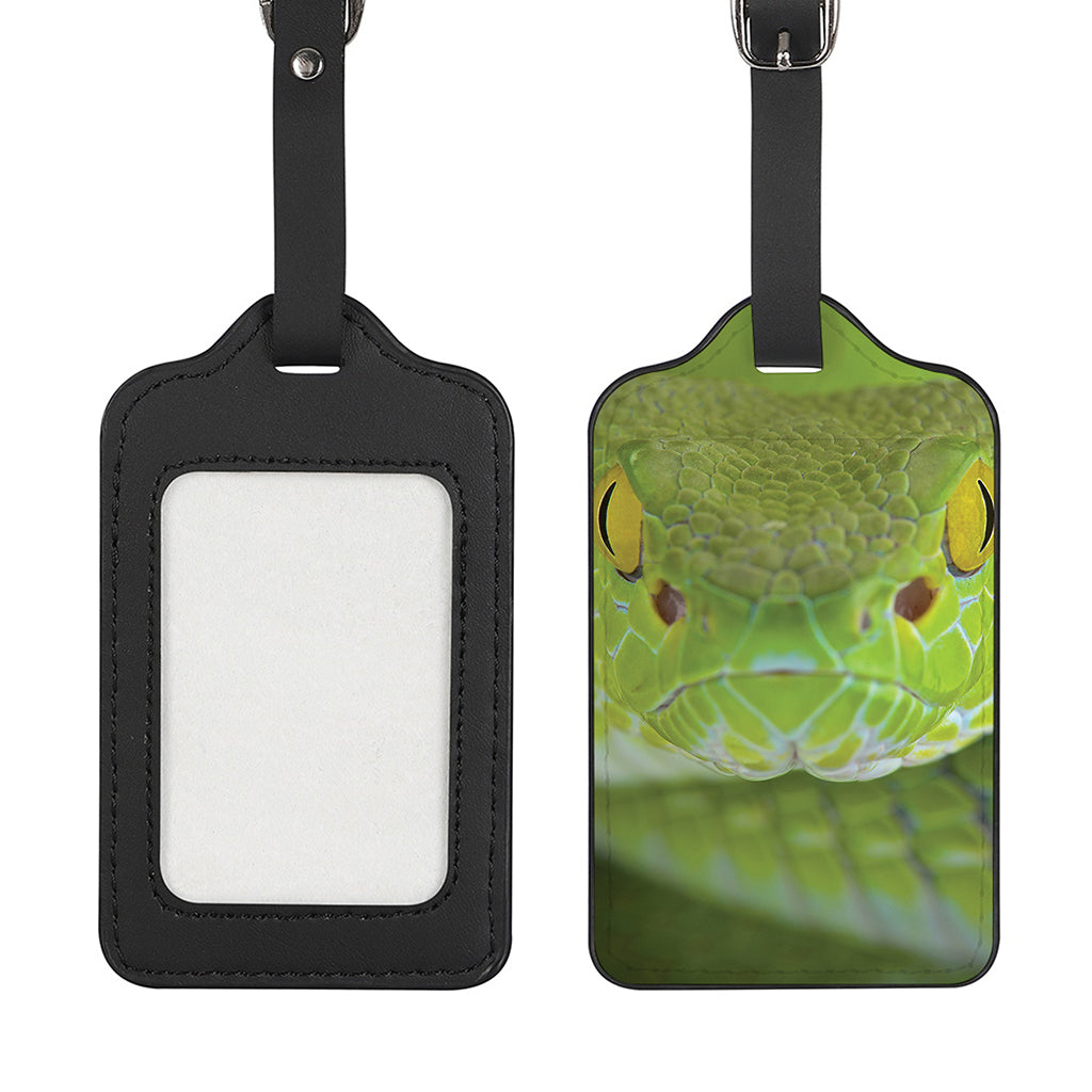 Green Pit Viper Print Luggage Tag