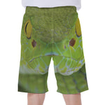 Green Pit Viper Print Men's Beach Shorts