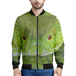 Green Pit Viper Print Men's Bomber Jacket
