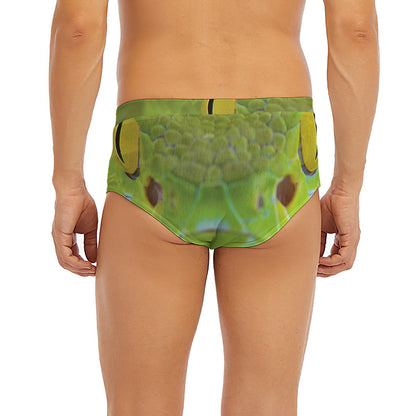 Green Pit Viper Print Men's Briefs