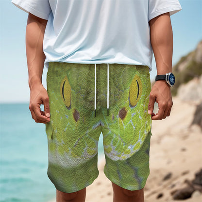 Green Pit Viper Print Men's Cargo Shorts