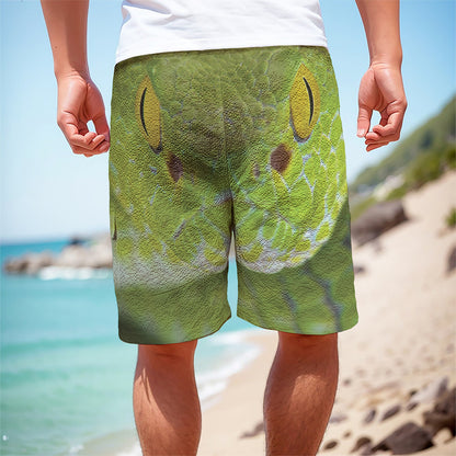 Green Pit Viper Print Men's Cargo Shorts