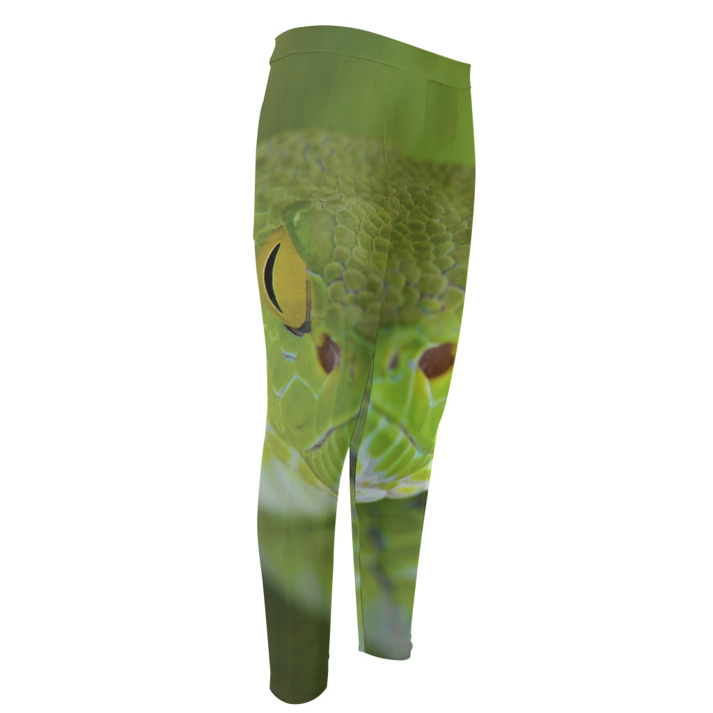Green Pit Viper Print Men's Compression Pants