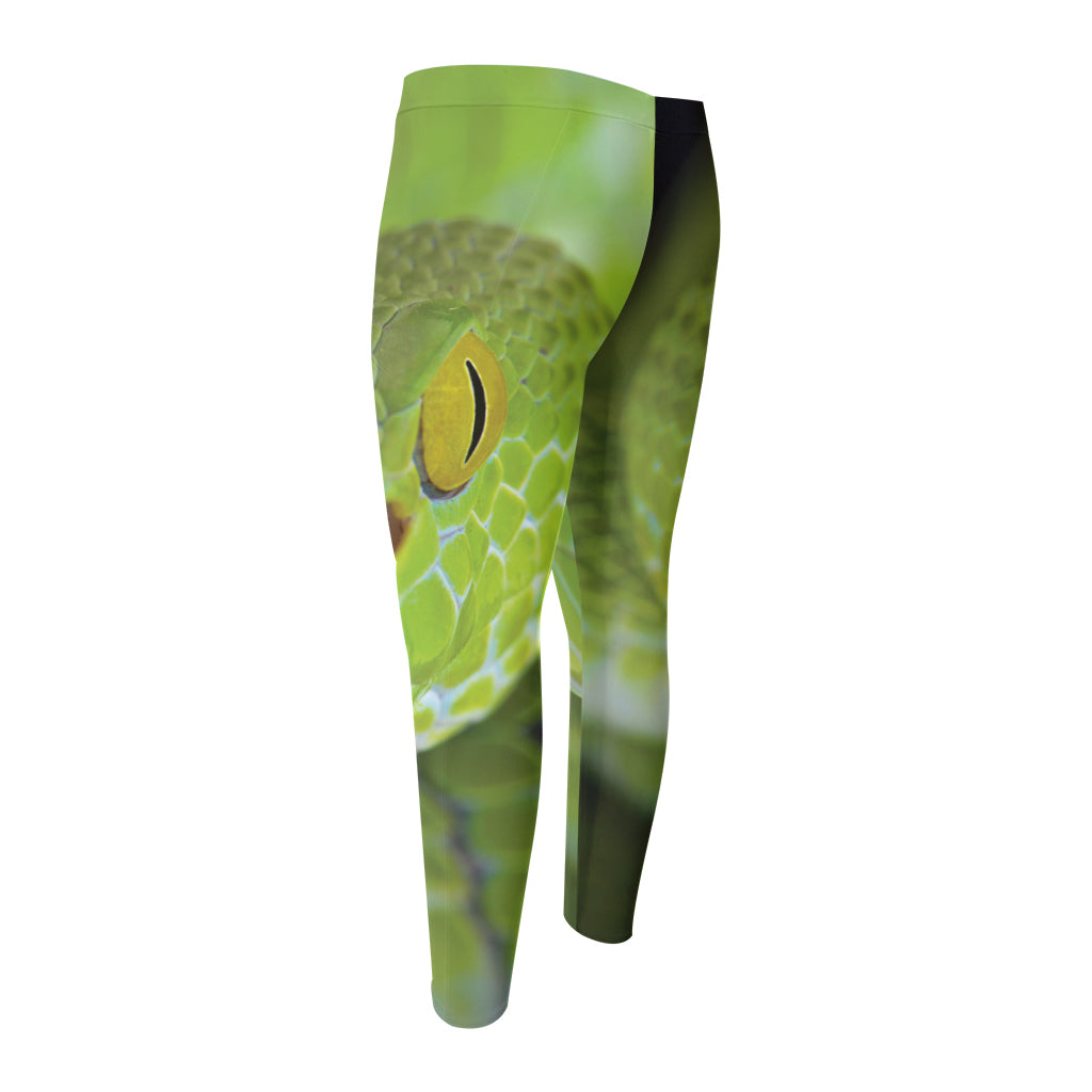 Green Pit Viper Print Men's Compression Pants