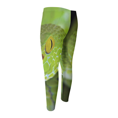 Green Pit Viper Print Men's Compression Pants