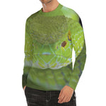 Green Pit Viper Print Men's Long Sleeve Rash Guard