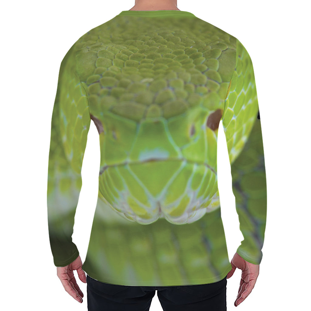 Green Pit Viper Print Men's Long Sleeve T-Shirt