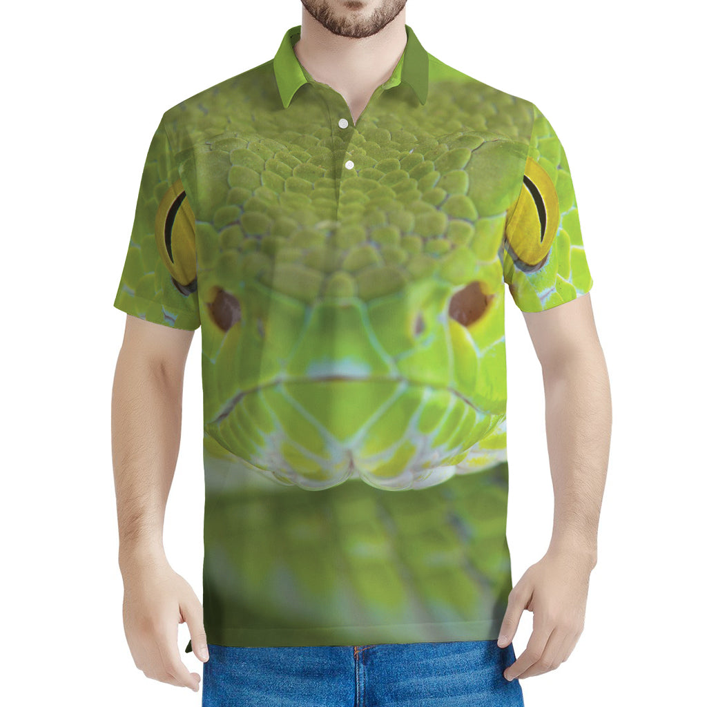 Green Pit Viper Print Men's Polo Shirt